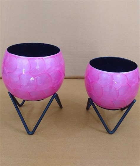 Iron Purple Round Metal Planter Set, For Home, Size: 5 inch and 6 inch at Rs 850 in Moradabad