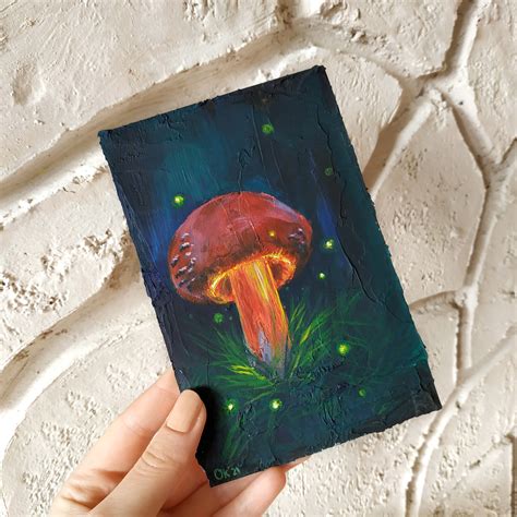 Mushroom Painting Original Acrylic Mushroom Wall Art | Etsy