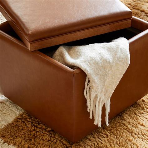 Bowman Leather Storage Ottoman | West Elm