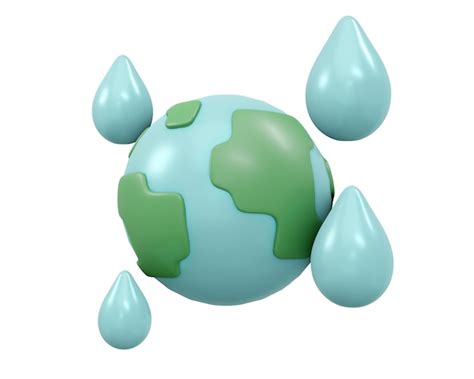 Premium Photo | 3d rendering of earth icon with water drop isolated on ...