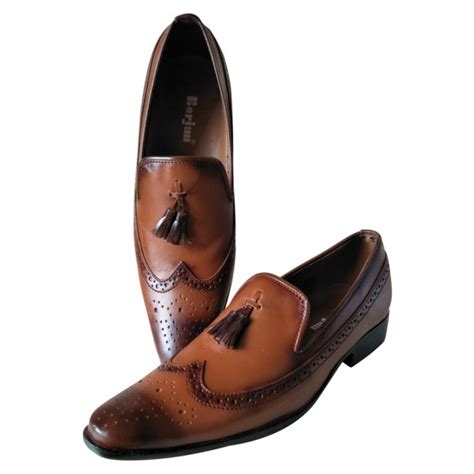 Brown Leather Formal Shoes for Men 5487 - Buyon.pk