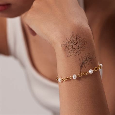 Temporary Tattoos Birth Month Flowers Set3 Chrysanthemum,sweet Pea ...