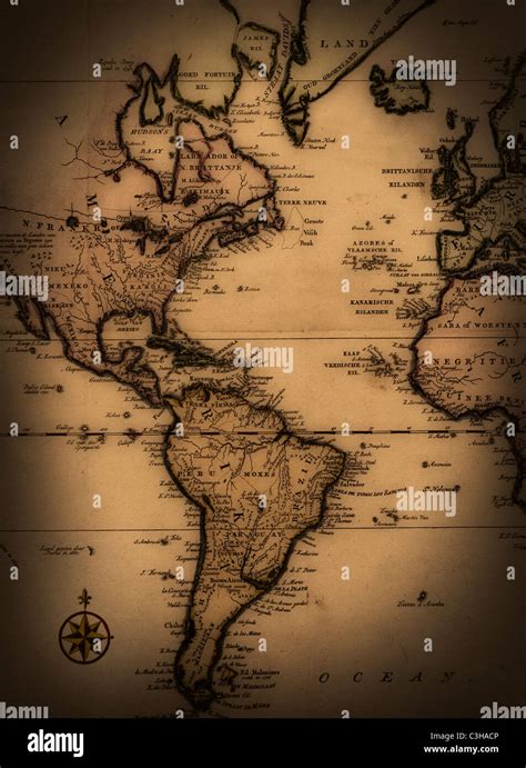 Close up of antique world map Stock Photo - Alamy