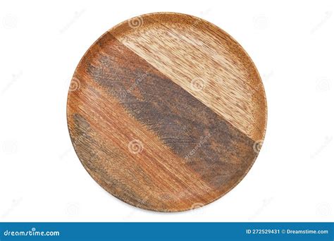 Top View of Wooden Plate Isolated on White Background Stock Image ...