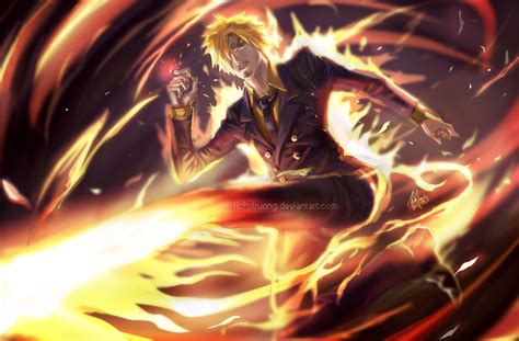 Sanji in Flames - Stunning One Piece HD Wallpaper by r-trigger