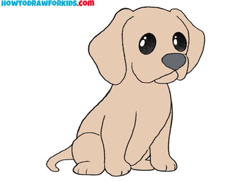 How to Draw a Sitting Cartoon Dog - Easy Drawing Tutorial For Kids