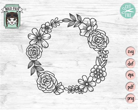 Wreath SVG File, Flower Wreath Svg, Floral Wreath Clipart, Monogram Wreath, Wreath Cut File ...