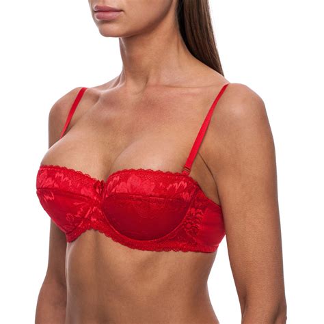 Strapless Push Up Bra Multiway Sexy Balcony Lace Padded Plunge Bras for ...