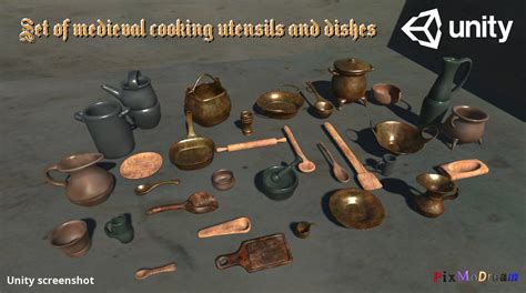 3D medieval cooking utensils dishes - TurboSquid 1331436