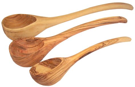 Handcrafted Olive Wood Soup Ladle Set - S,M and L (10, 12 and 14 inches ...