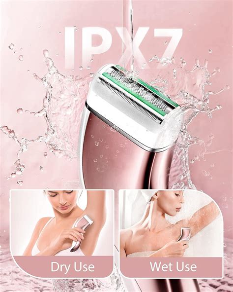 Electric Lady Shaver Waterproof IPX7 Bikini Trimmer with Replacement Blades and LCD Display ...