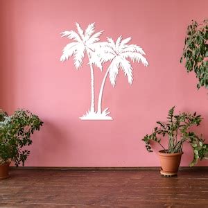 Tropical Palm Tree Metal Wall Art, Outdoor Wall Decor, Palm Leaf Art, Beach House Decor, Banana ...