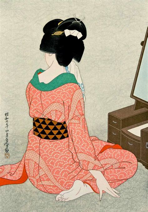 Japanese Art, Geisha in Front of the Mirror Hirano Hakuho FINE ART ...