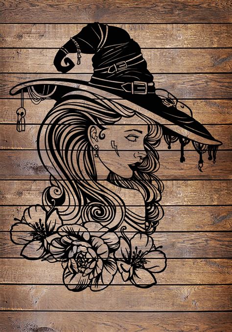 SVG/PNG Beautiful Witch Wiccan Cool Horror Tattoo Stencil for Cricut Vinyl Cutter - Etsy