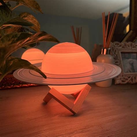 Saturn Lamp With 16 Colors Night Light for Bedroom Space Themed Room for Kids and Astronauts ...