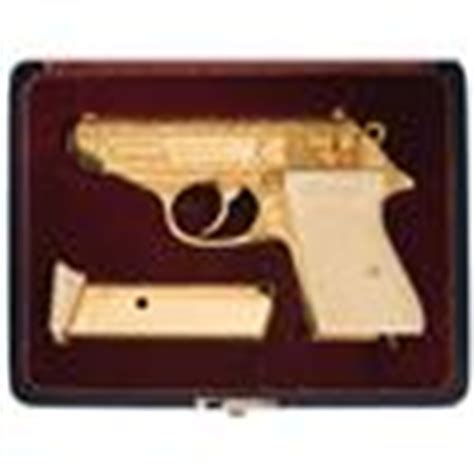 Custom Engraved Walther PPK with Gold Plated Finish Simulated Ivory Grips and Walther Presentation C