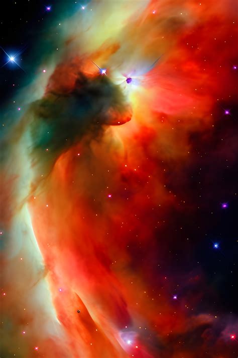 Beautiful deep sky nebula, semie realistic in red hues or the Orion nebula | Wallpapers.ai