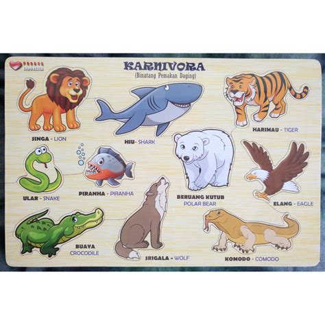 Jual Puzzle Hewan Karnivora / Pemakan Daging /Buas ( Puzzel Kayu Edukasi Puzle Puzel Fuzzel ...