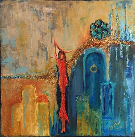 Arabian Art: Captivating Painting of a Woman Reaching for the Sky