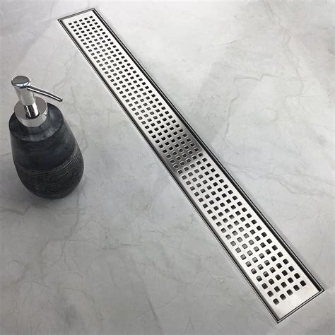 Neodrain 60-Inch Linear Shower Drain with Quadrato Pattern Grate, Prof – reidek