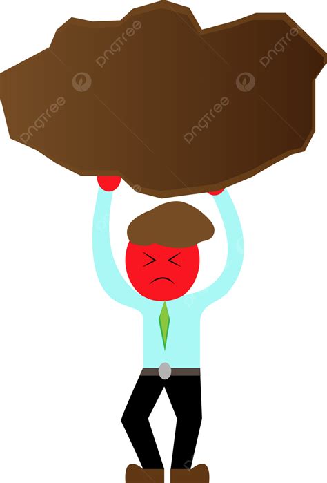 Concept Of Hard Work Depicted By A Cartoon Businessman Carrying A, Work, Hard, Difficult PNG ...