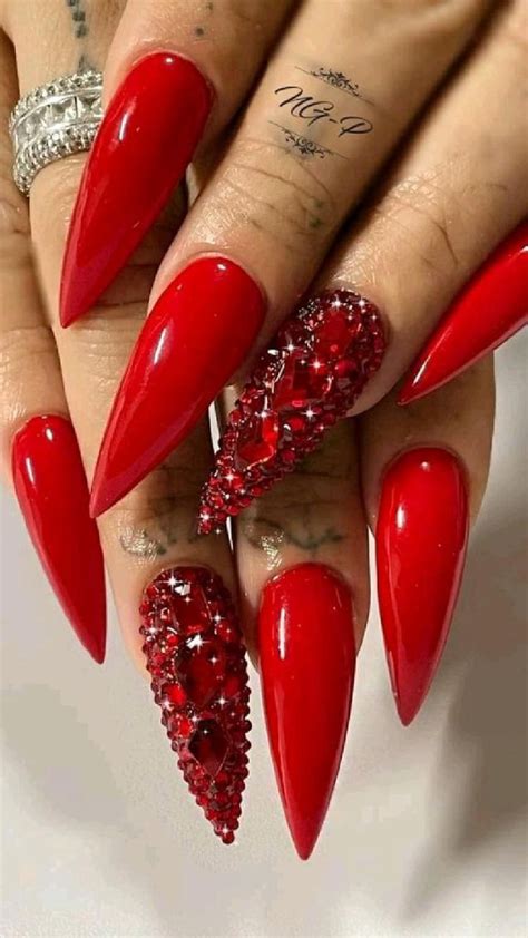Pin by Tara on Nails | Red nails, Gel nails, Long nails