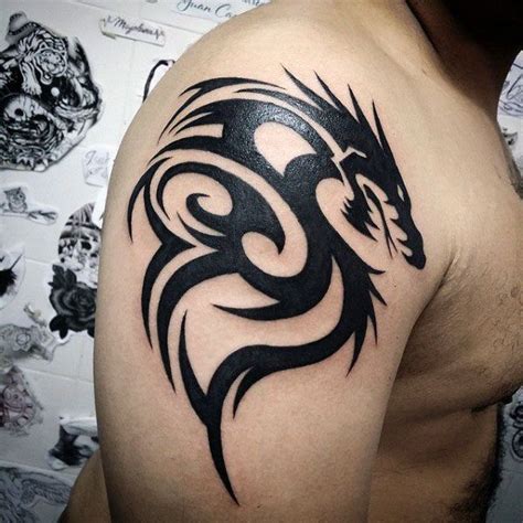 60 Tribal Dragon Tattoo Designs For Men - Mythological Ink Ideas ...