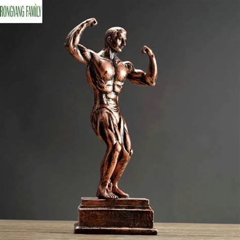 USA Bodybuilding Muscle Man Sculpture European Resin Ornaments Character Statue Art Home ...