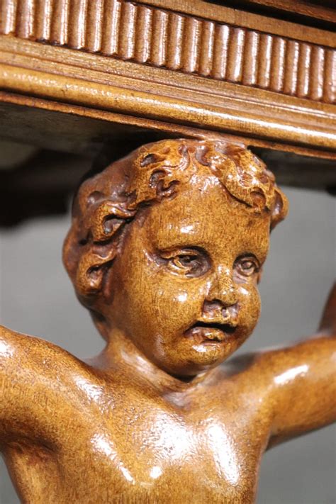 Figural Carved Walnut Marble Top Putti Cherub Cooffee Table Cuirca, 1920 For Sale at 1stDibs