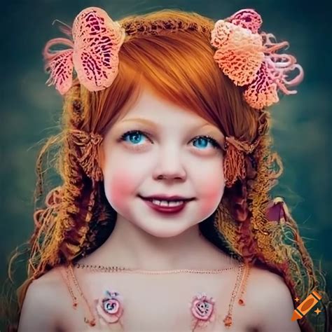 Colorful illustration of cute smiling girls