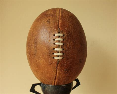 1950's Leather Lace up Rugby Ball. Old Hand Sewn Ball.