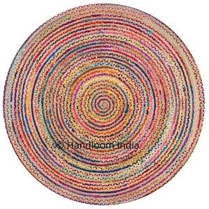 Extra Large Braided Chindi Round Rugs, Dining Room Area Carpet, 5 Feet Round Office Floor Rug - Etsy