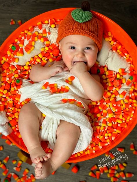 October baby photoshoot halloween baby picture candy corn baby – Artofit