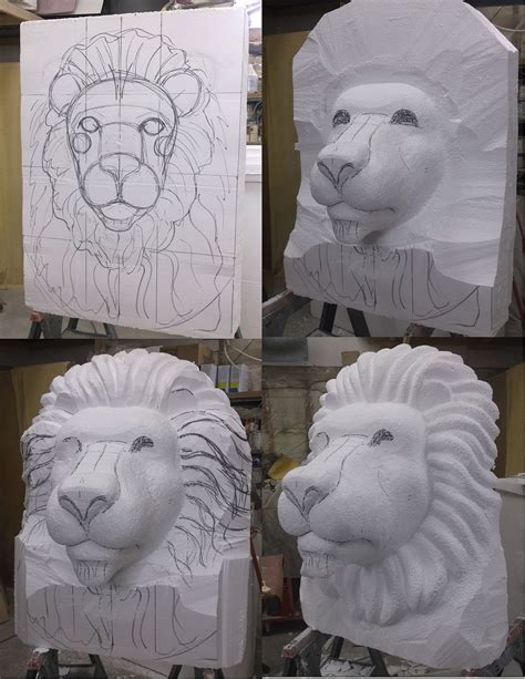 Lion Head EPS Foam Sculpture Process