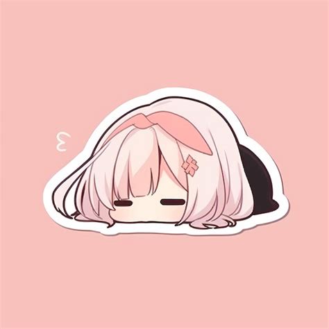 Premium AI Image | Minimal Japanese Kawaii Sleepy Lazy Girl Chibi Anime Vector Art Sticker with ...