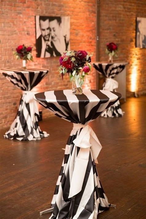 Black White Tablecloth4 1 Stripe Kate Spade - Etsy | Wedding table linens, Cocktail table decor ...