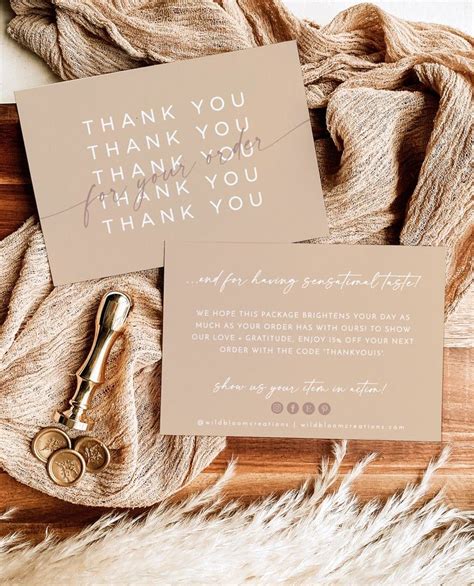 Beige Small Business Thank You Card Boho Boutique Thank You Template ...