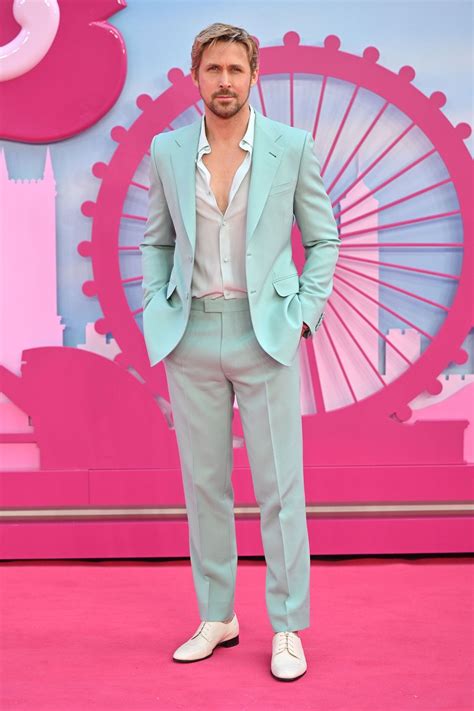 Ryan Gosling wore mint green suit @ Barbie London Premiere