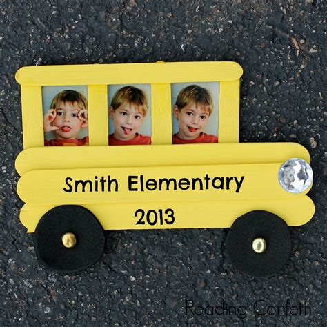 Craft Stick School Bus Frame and Back to School Books ~ Reading Confetti