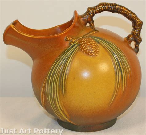 Roseville Pottery Pine Cone Brown Ice Lip Pitcher 1321 from Just Art Pottery | Pottery art ...