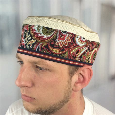 Kufi hat mens Muslim skull cap for men Ethnic taqiyah hat with | Etsy