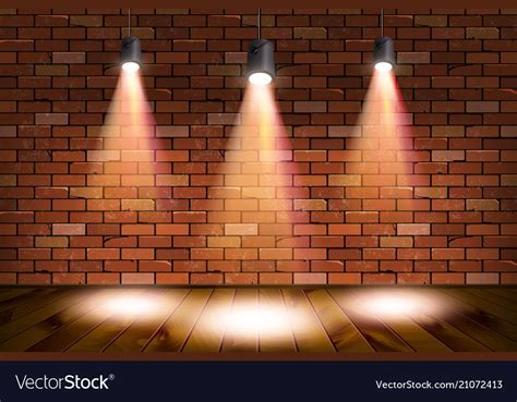 Old retro three lamp on grunge brick wall Vector Image