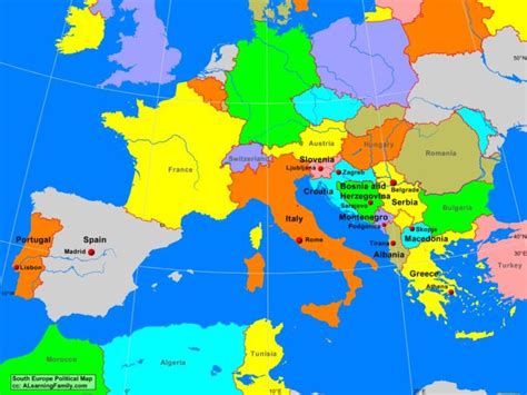 South Europe Political Map - A Learning Family