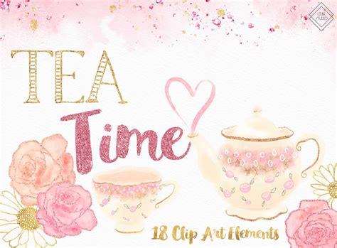 Tea Party Clipart Tea Party Clip Art Tea Clipart Pink | Etsy