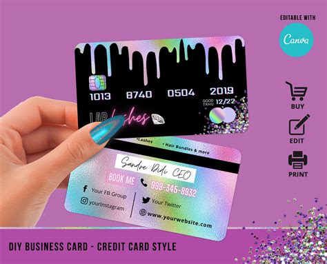 DIY Business Card Design Template Credit card style Lash | Etsy