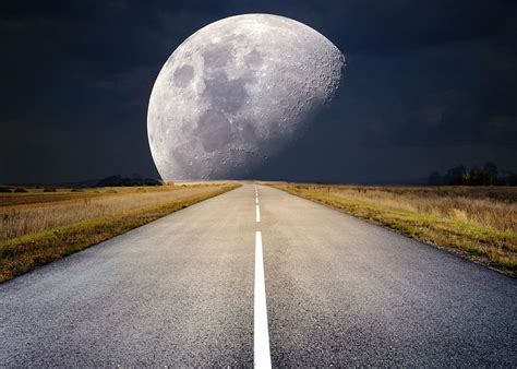 HD wallpaper: pathway in between grass field with moon background, full moon | Wallpaper Flare