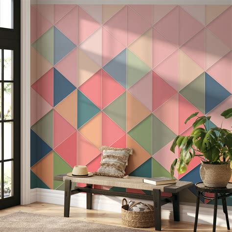 Colorful geometric - Mural Wallpaper, PVC Free, Non-Toxic - Wall Murals ...