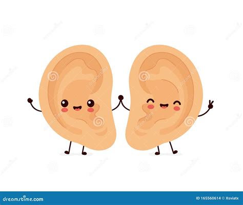 Cute Smiling Happy Human Ear Couple Vector Illustration | CartoonDealer.com #165560614