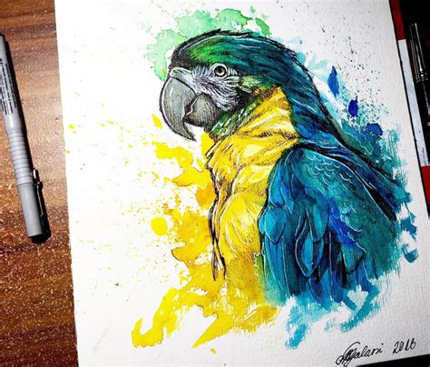 Parrot watercolor painting by Miriam Galassi | No. 3058