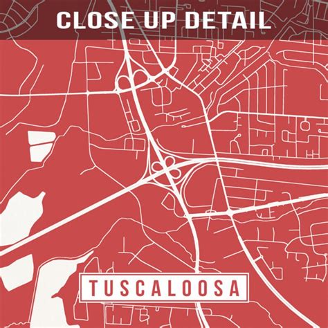 Tuscaloosa Alabama Map Print Street Poster City Road - Etsy